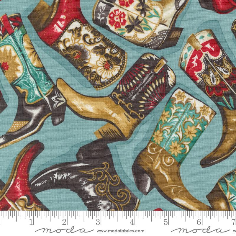 Saddle Ranch Layer Cake, Moda 33790LC, 10" Precut Western Southwestern Cowboy Cowgirl Boot Horses Fabric Squares