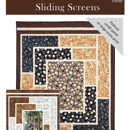 Sliding Screens Quilt Pattern, Canuck Quilter Designs CQ5582, Yardage Friendly Panel Frame Lap Throw Quilt Pattern