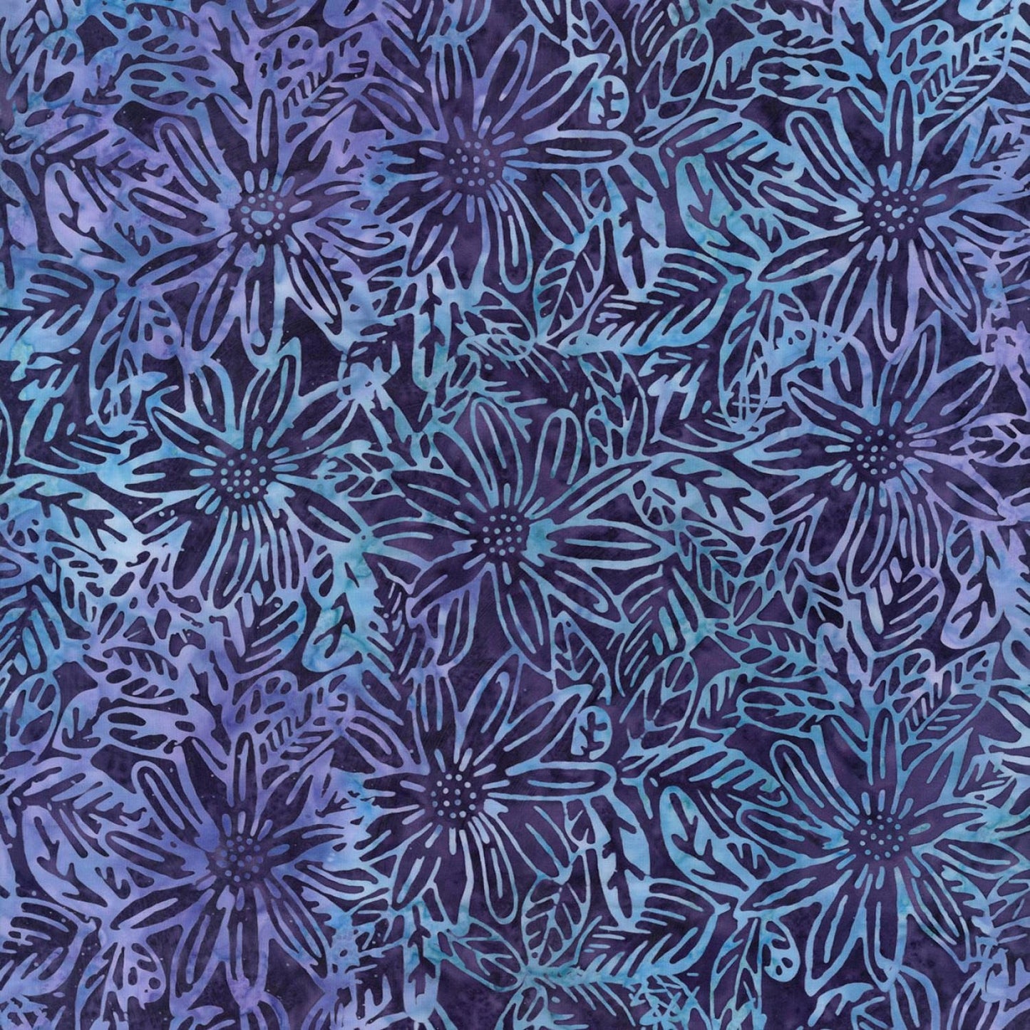 Paradise Batik 5" Squares, Timeless Treasures Treat-Mini42 Paradise, 5" Precut Teal Purple Floral Batik Charm Pack Fabric Squares