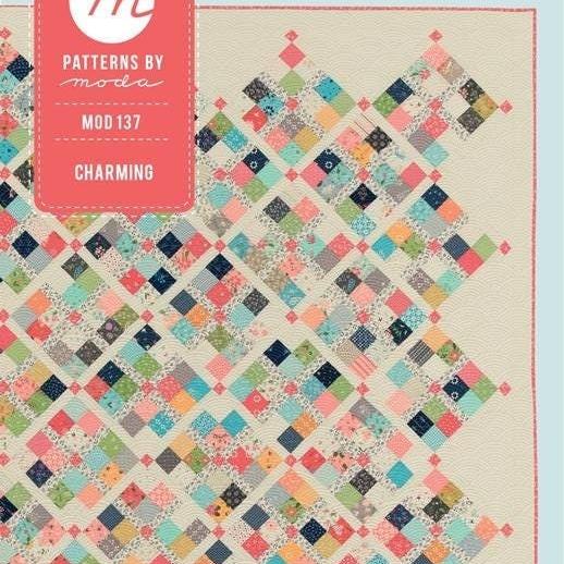 Charming Quilt Pattern, Moda MOD137, Layer Cake Charm Square Friendly Patchwork Throw Quilt Pattern