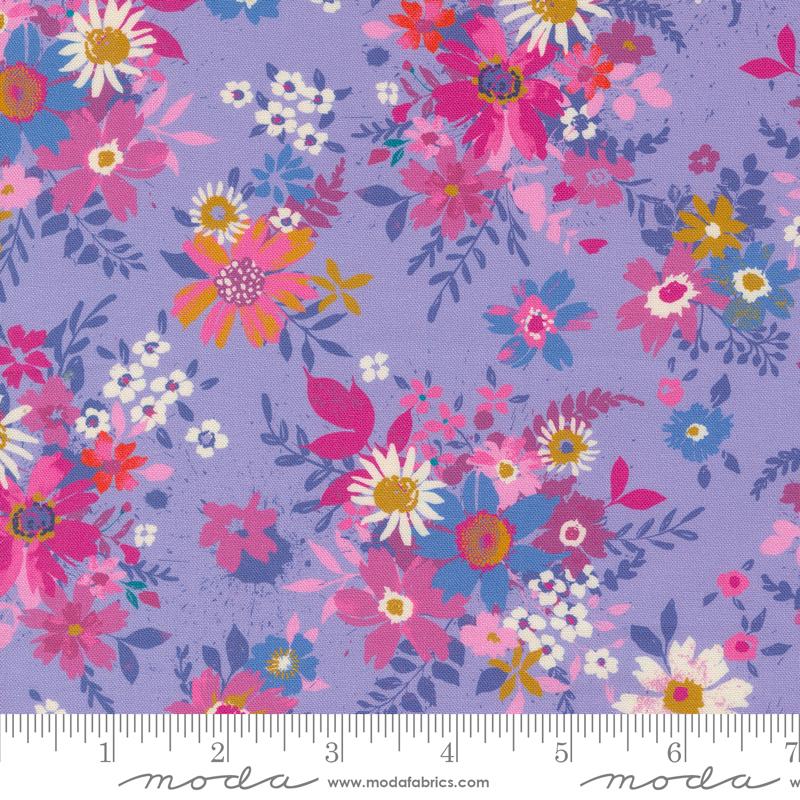 Maeve Jelly Roll, Moda 11930JR, 2.5" Precut Teal Pink Blue Gold Floral Fabric Strips, Bohemian Jelly Roll, Crystal Manning