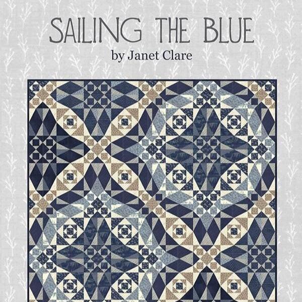 Sailing the Blue Quilt Pattern, Janet Clare JC159, Yardage Friendly Storm at Sea Quilt Pattern Throw Quilt Pattern