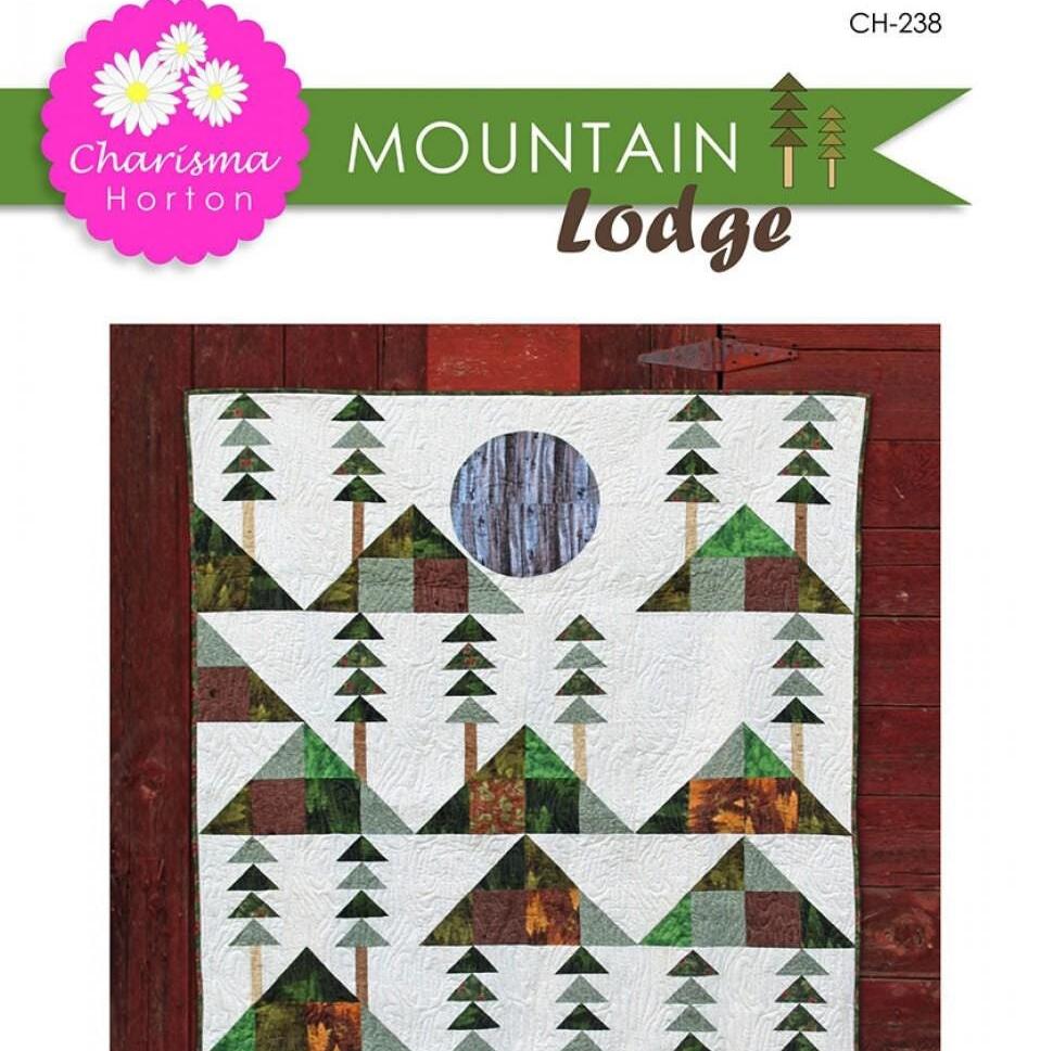 Mountain Lodge Quilt Pattern, Charisma Horton CH238, Fat Quarter FQ Friendly Mountains and Trees Lap Throw Quilt Pattern