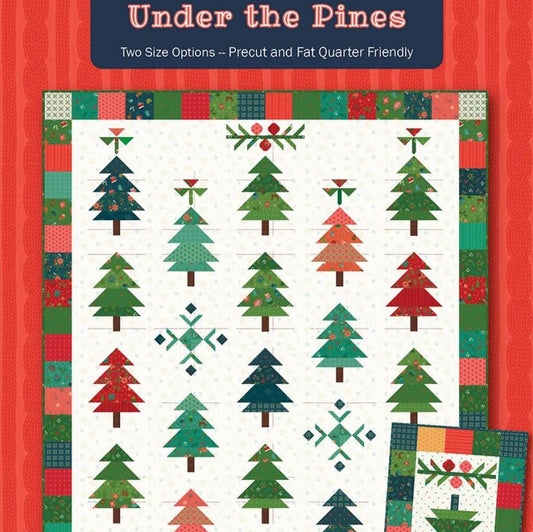 Under the Pines Quilt and Table Runner Pattern, Anka's Treasures ANK358, Charm Square Layer Cake Friendly Christmas Xmas Trees Quilt Pattern