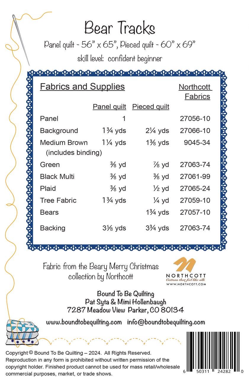 Bear Tracks Panel Frame Quilt Pattern, Bound to Be Quilting BTBQ418, Fabric Panel Friendly Throw Quilt Pattern, Bird Feeder Quilt