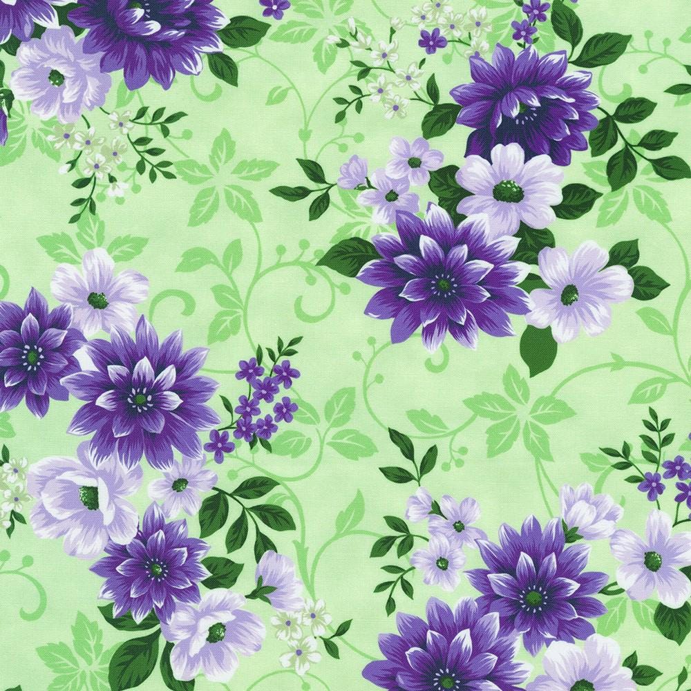 Georgina Charm Squares, Robert Kaufman CHS-1269-42, 5" Precut Purple Green Floral Fabric Squares