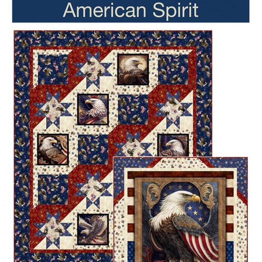 American Spirit Panel Frame Quilt Pattern, Pine Tree Country Quilts PT2073, Fabric Panel Friendly Star Quilt Pattern, Panel Frame Pattern