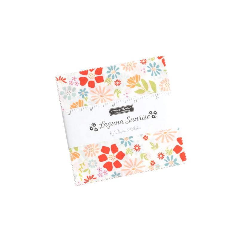 Laguna Sunrise Charm Pack, Moda 37680PP, Modern Floral Quilt Fabric Squares, 5" Precut Fabric Squares, Sherri and Chelsi