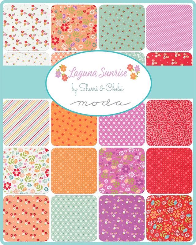 Laguna Sunrise Charm Pack, Moda 37680PP, Modern Floral Quilt Fabric Squares, 5" Precut Fabric Squares, Sherri and Chelsi