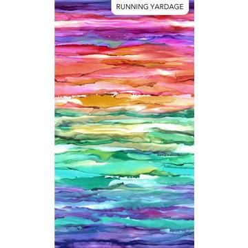 Dragonfly Dance - Multicolor Ombre Striped Fabric, Northcott DP27501-100, Rainbow Ombre Fabric, By the Yard