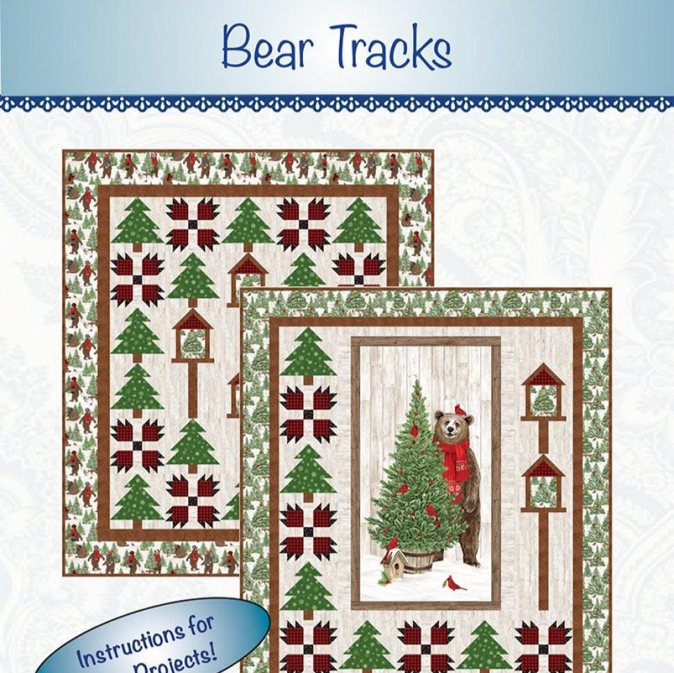 Bear Tracks Panel Frame Quilt Pattern, Bound to Be Quilting BTBQ418, Fabric Panel Friendly Throw Quilt Pattern, Bird Feeder Quilt