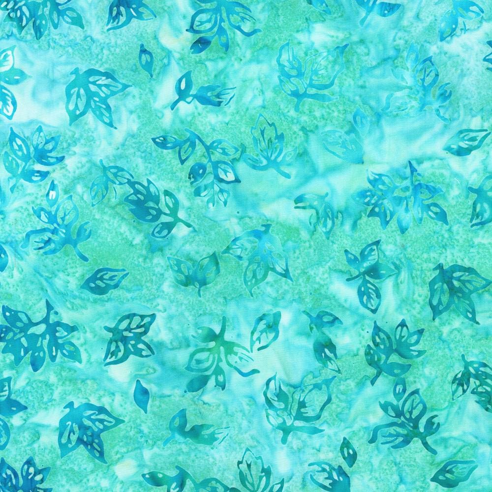 Artisan Batiks Azure Breeze Charm Squares, Robert Kaufman CHS-1248-42, 5" Precut Green Yellow Blue Floral Batik Fabric Squares