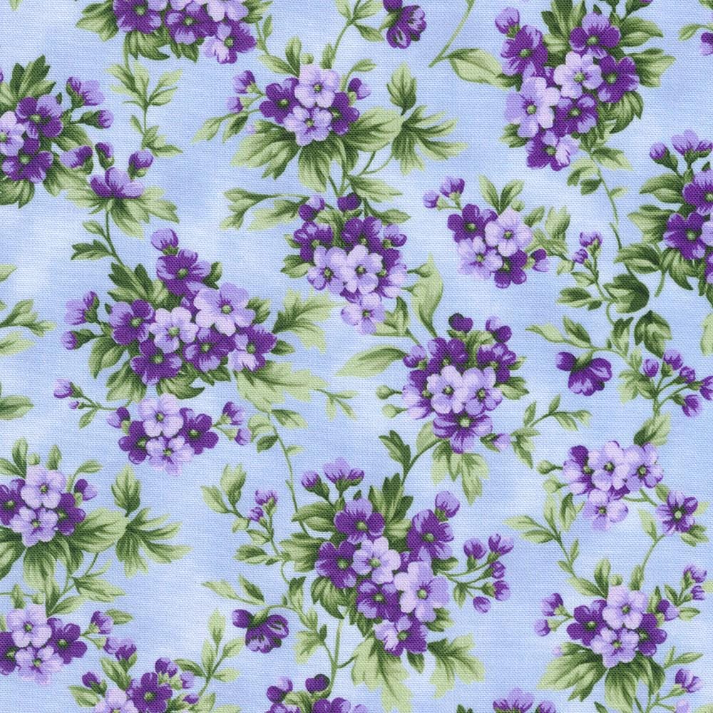 Georgina Charm Squares, Robert Kaufman CHS-1269-42, 5" Precut Purple Green Floral Fabric Squares