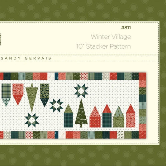 Winter Village Table Runner Quilt Pattern, Pieces From My Heart PM811, Layer Cake Friendly Winter Christmas Xmas Quilt Pattern, Gervais