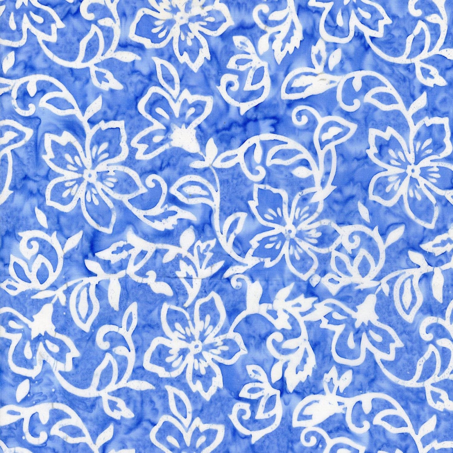 Bluebell Batik 10" Squares, Timeless Treasures Treat-Square42 Bluebell, 10" Precut Blue White Batik Quilt Fabric Squares