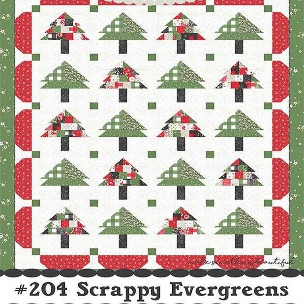 Scrappy Evergreens Quilt Pattern, Coriander Quilts CQ204, 2.5" Mini Charm 5" Square Friendly Christmas Xmas Trees Quilt Pattern, Corey Yoder