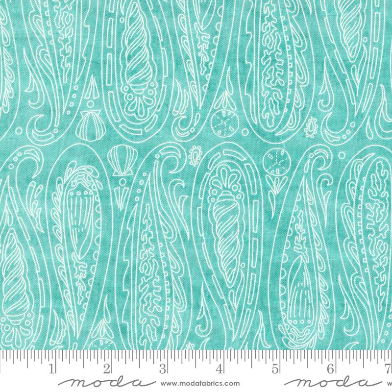 Serena Shores Layer Cake, Moda 48770LC, 10" Precut Blue Green Seashore Beach Floral Quilting Fabric Squares, Robin Pickens