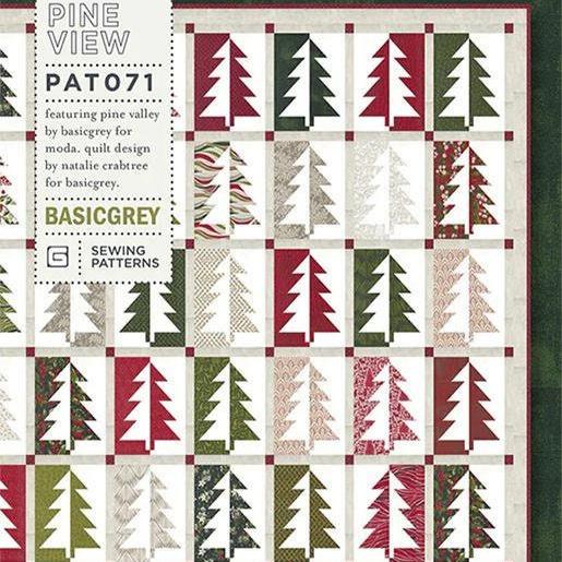 Pine View Quilt Pattern, BasicGrey PAT071, Fat Quarter FQ Friendly Christmas Xmas Tree Throw Quilt Pattern