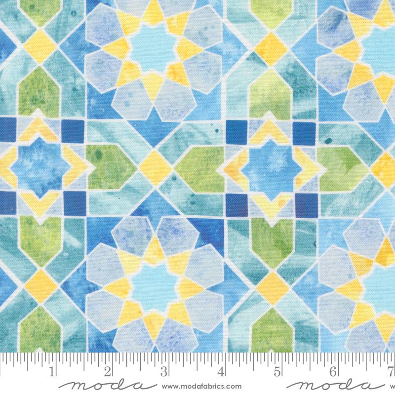 Sunshine and Blue Skies Charm Pack, Moda 39820PP, 5" Precut Watercolor Floral Blue Yellow Green Fabric Squares, Create Joy Project