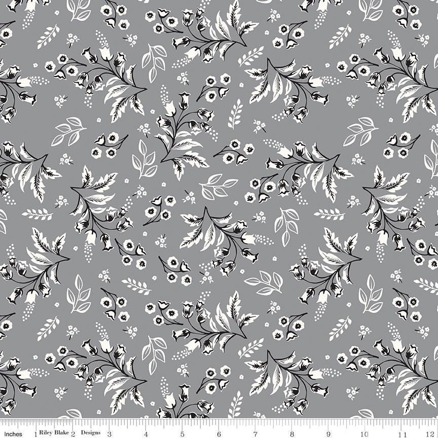 Midnight Meadow Rolie Polie, Riley Blake RP-15320-40, 2.5" Precut Black White Gray Fabric Strips, My Mind's Eye