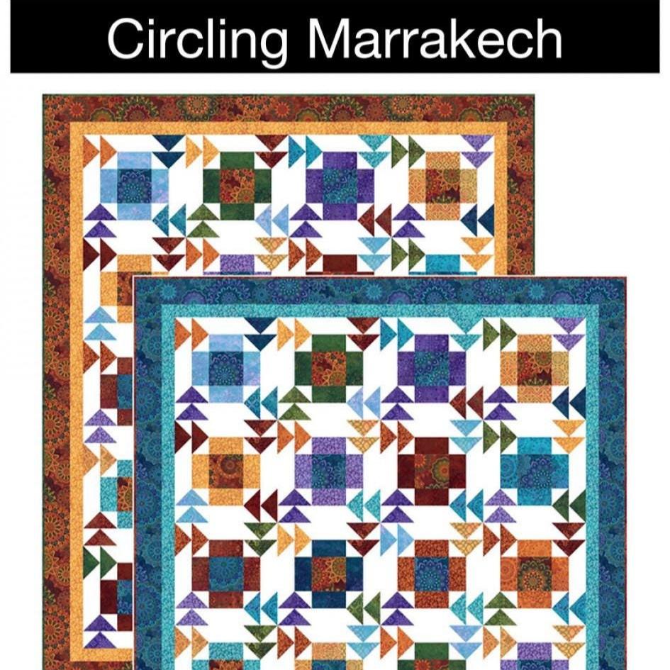 Circling Marrakech Quilt Pattern, Pine Tree Country Quilts PTNP044, Layer Cake Precut 10" Squares Friendly Flying Geese Throw Quilt Pattern