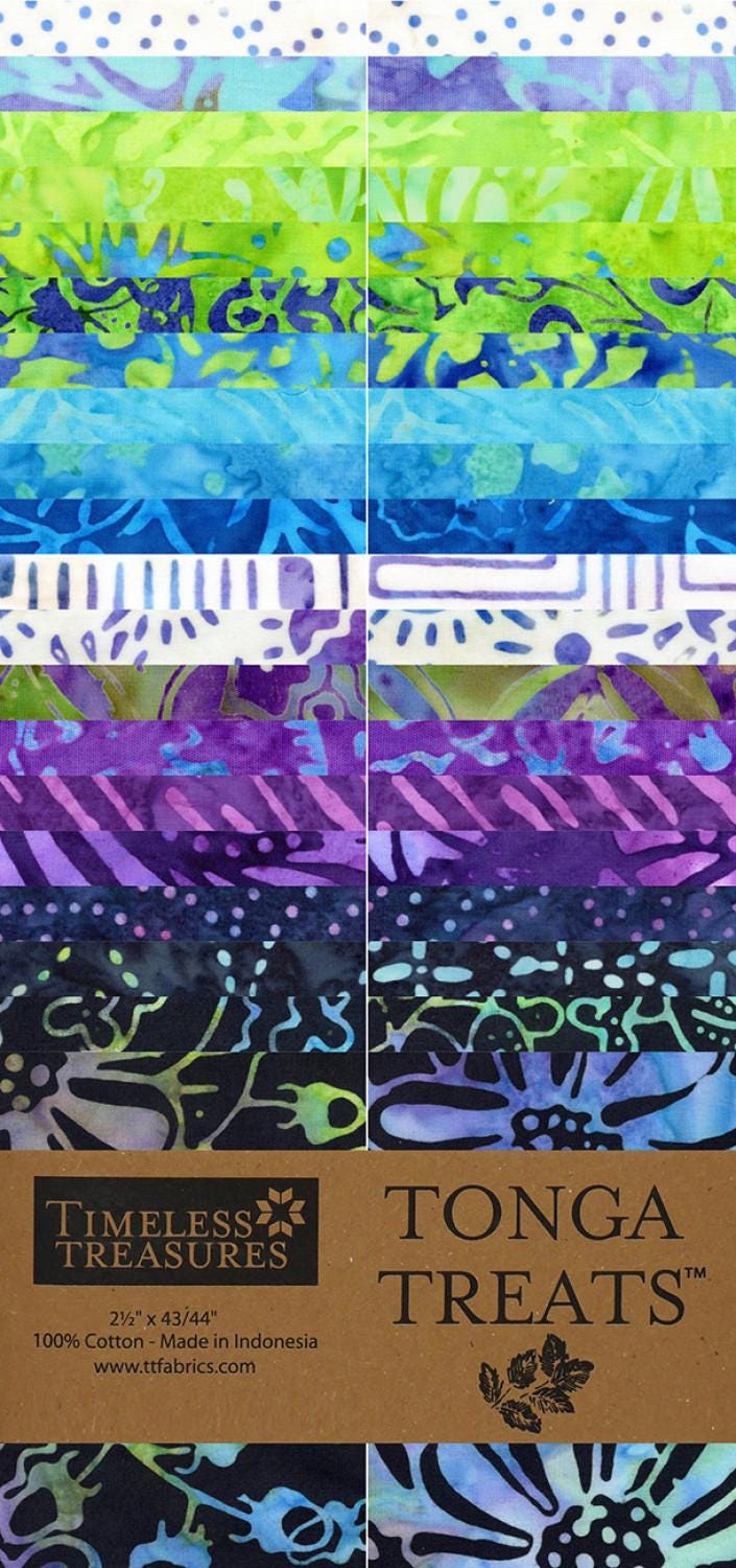 Royalty 2.5" Strips, Timeless Treasures Treat Strip40 Royalty, 2.5" Purple Green Blue Batik Fabric Strips, Royalty Jelly Roll