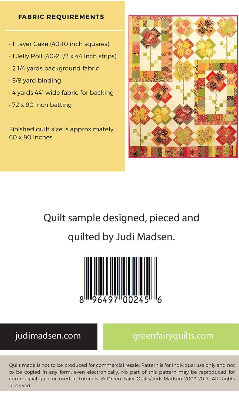 Flower Patch Quilt Pattern, Judi Madsen JMP105, Layer Cake Jelly Roll Flower Throw Quilt Pattern