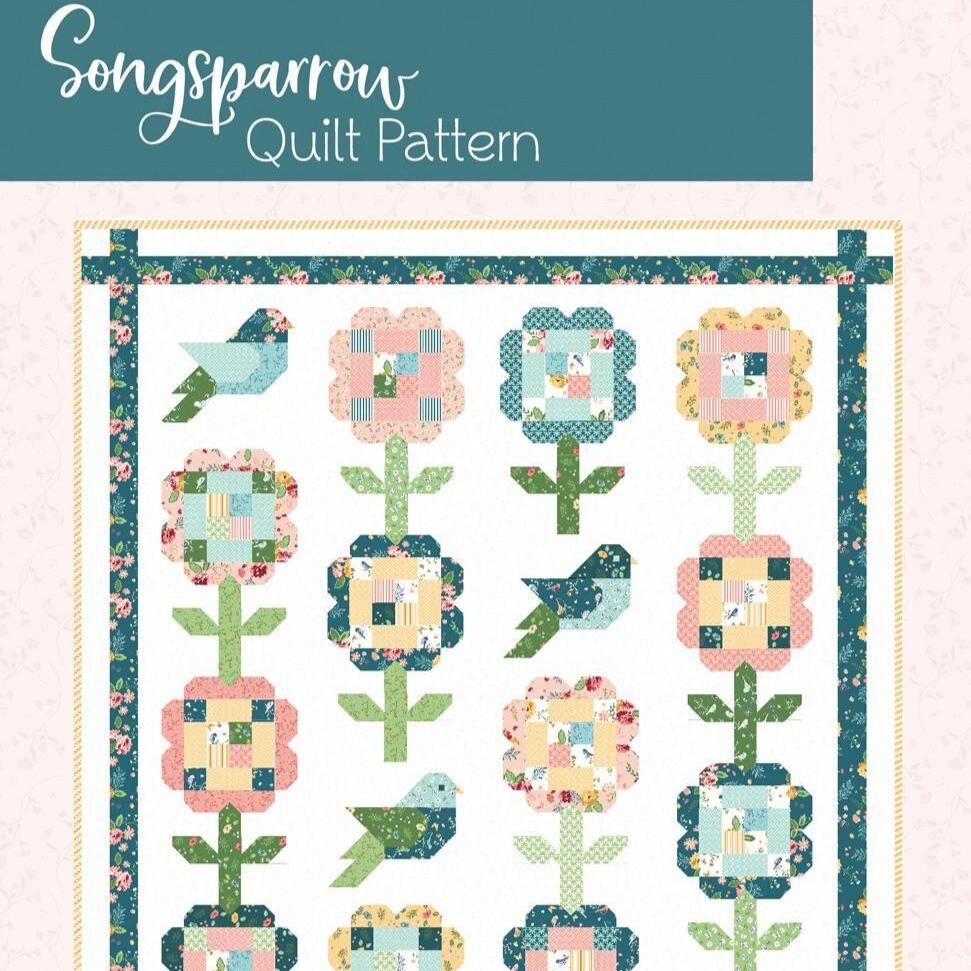 Songsparrow Quilt Pattern, Flamingo Toes FT8276, Fat Quarters Fq Friendly Flowers Birds Throw Quilt Pattern, Beverly McCullough