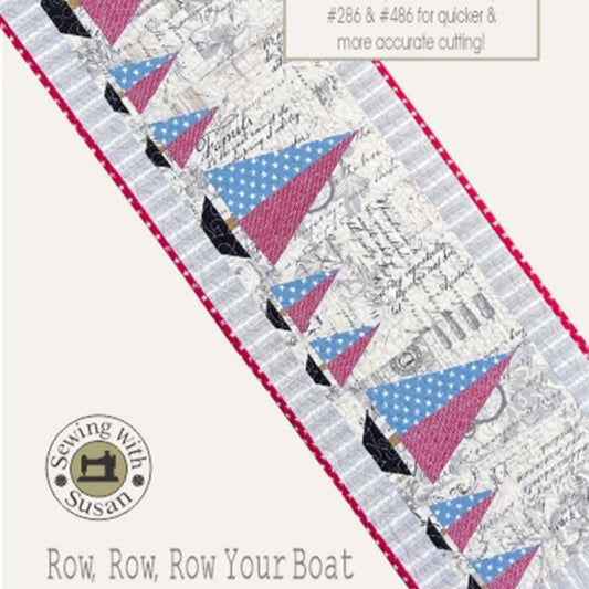 Row Row Row Your Boat Table Runner Quilt Pattern, Suzn Quilts SUZ350, Sailboats Table Runner Quilt Pattern, Tree Template Pattern