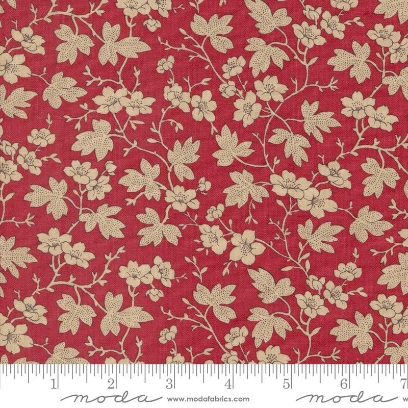 Rouenneries Trois Charm Pack, Moda 13960PP, 5" Precut Red Pink Beige Tan Cream Floral Charm Pack Fabric Squares, French General