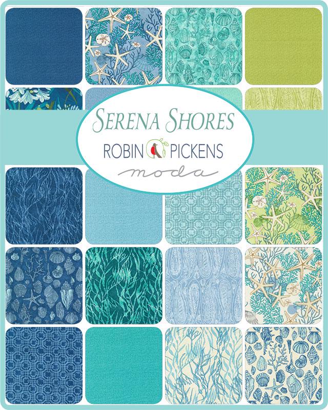 Serena Shores Layer Cake, Moda 48770LC, 10" Precut Blue Green Seashore Beach Floral Quilting Fabric Squares, Robin Pickens