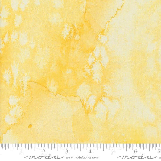 Sunshine and Blue Skies - Flow Sunshine Yellow Tonal Watercolor Wash Blender Fabric, Moda 8433 114, Create Joy, By the Yard