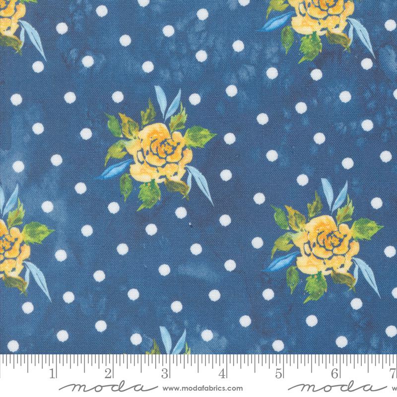 Sunshine and Blue Skies Charm Pack, Moda 39820PP, 5" Precut Watercolor Floral Blue Yellow Green Fabric Squares, Create Joy Project