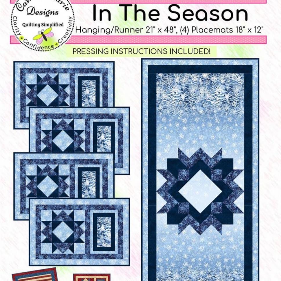 In the Season Table Runner Place Mats Quilt Pattern, Cathey Marie Designs CMD187, Holiday Runner and Placemats Quilt Pattern, Y Block Ruler