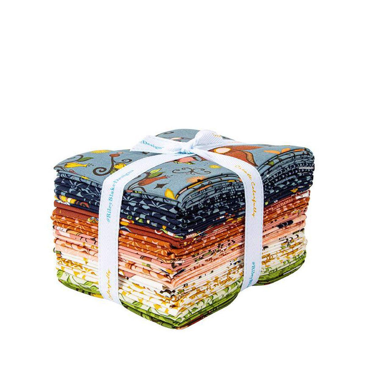 Curated Blooms 21 Fat Quarter Bundle, Riley Blake FQ-15340-21, Precut 18 x 22 Floral Fabric in Blue Green Red, Judi Madsen