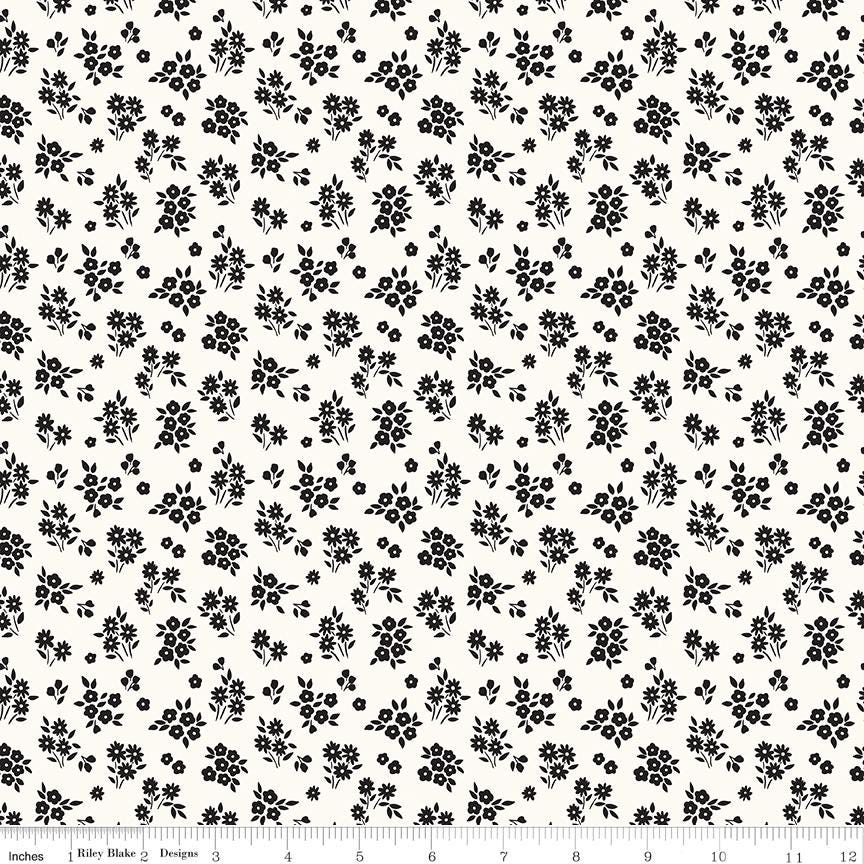 Midnight Meadow Rolie Polie, Riley Blake RP-15320-40, 2.5" Precut Black White Gray Fabric Strips, My Mind's Eye