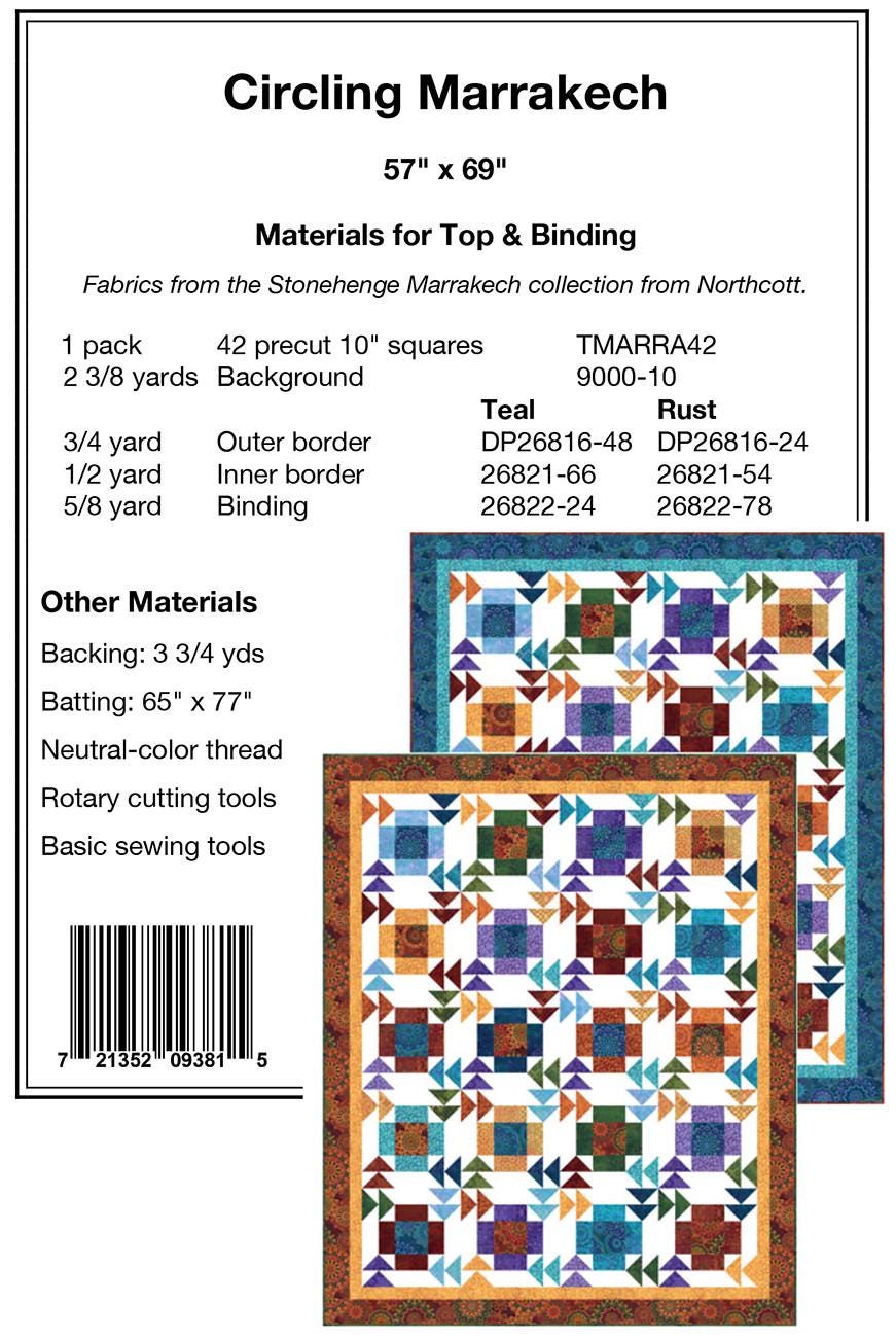 Circling Marrakech Quilt Pattern, Pine Tree Country Quilts PTNP044, Layer Cake Precut 10" Squares Friendly Flying Geese Throw Quilt Pattern