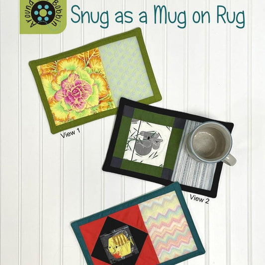 Snug as a Mug on a Rug Quilt Pattern, Around the Bobbin ATB214, Scrap Yardage Friendly Mug Rugs Quilt Pattern