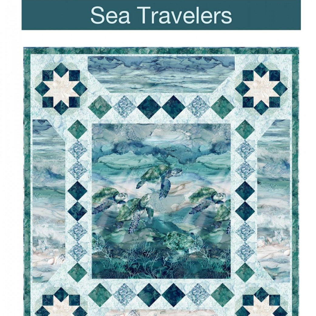 Sea Travelers Quilt Pattern, Pine Tree Country Quilts PTN3252, Ombre or Scenic Landscape Fabric Friendly Throw Quilt Pattern