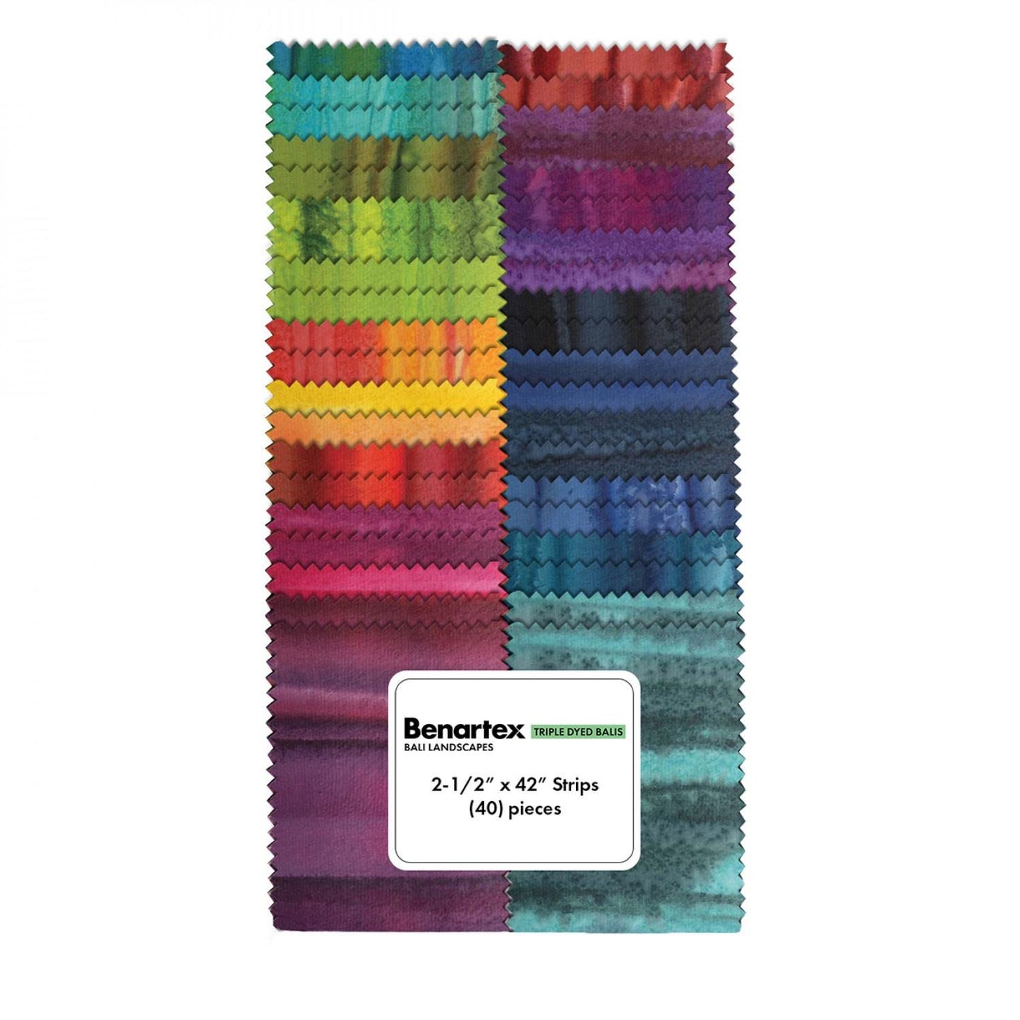 Bali Landscapes Batik Strip-Pies, Benartex STBLCPK, 2.5" Precut Rainbow Colors Batik Fabric Strips