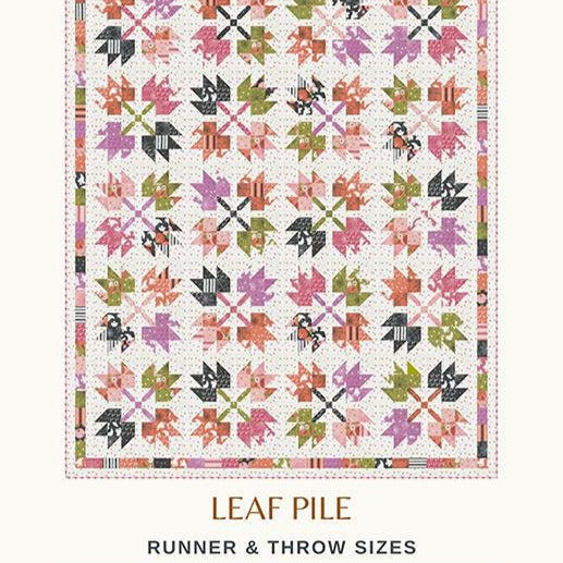 Leaf Pile Quilt Pattern, Copper Kettle Quilt Co CKQ2405, Charm Squares Layer Cake Friendly Autumn Fall Leaves Runner Lap Throw Quilt Pattern