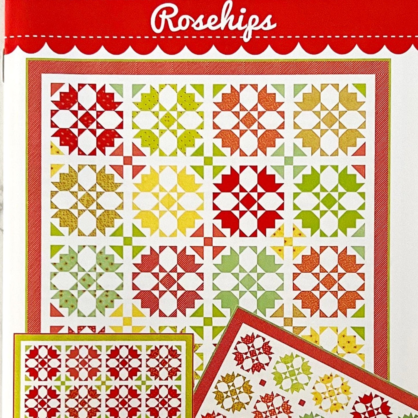 Rosehips Quilt Pattern, Fig Tree Quilts FTQ1225, Layer Cake Fat Eighth Quarter FQ F8 Friendly Lap Throw Square Bed Quilt Pattern