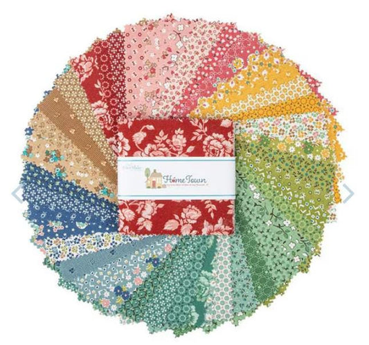 Home Town 5" Stacker, Riley Blake 5-13580-42, 5" Precut Low Volume Calico Quilt Fabric Squares, Lori Holt