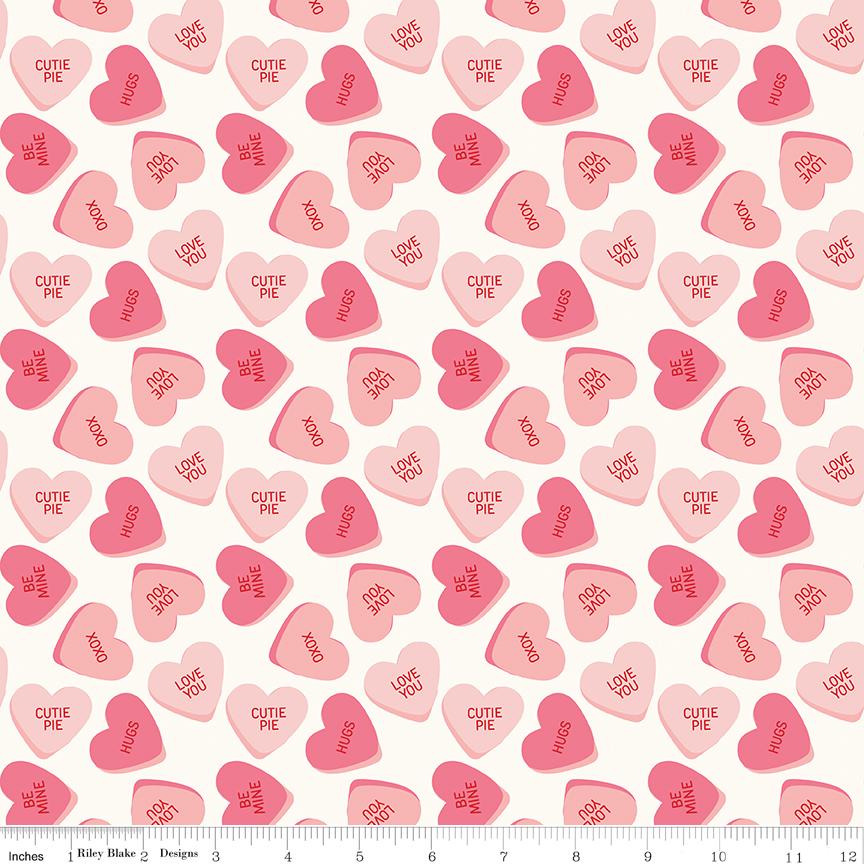 Sweetheart 5" Stacker, Riley Blake 5-15500-42, 5" Precut Pink Red Hearts Valentines Day Floral Fabric Squares, My Mind's Eye