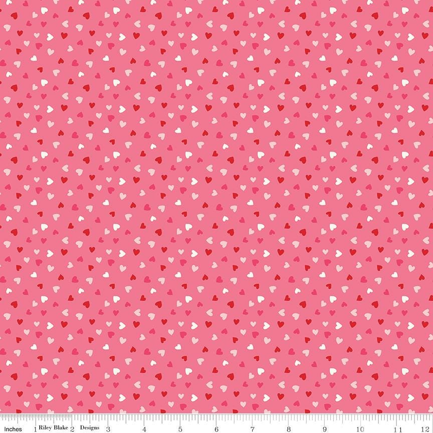 Sweetheart 5" Stacker, Riley Blake 5-15500-42, 5" Precut Pink Red Hearts Valentines Day Floral Fabric Squares, My Mind's Eye