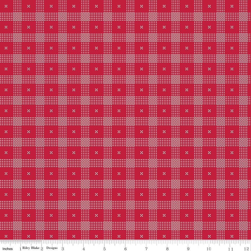 Red Delicious 5" Stacker, Riley Blake 5-15660-42, 5" Precut Red White Floral Quilt Fabric Squares, RBD Designers