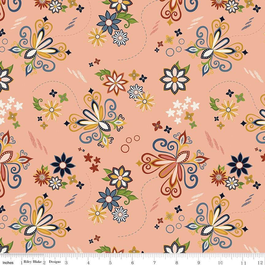 Curated Blooms 21 Fat Quarter Bundle, Riley Blake FQ-15340-21, Precut 18 x 22 Floral Fabric in Blue Green Red, Judi Madsen