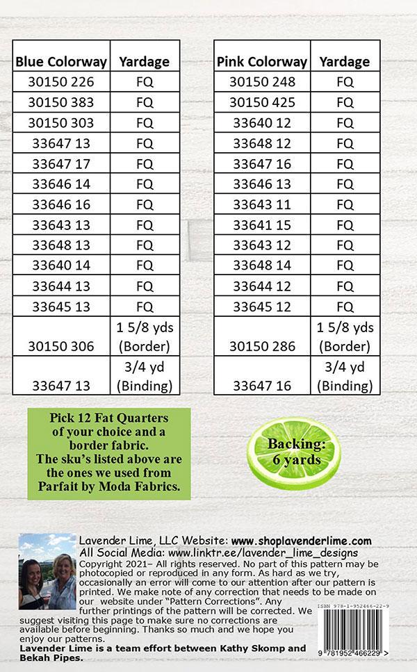 A Dozen Fat Quarters Quilt Pattern, Designs by Lavender Lime DLL155, Fat Quarter FQ Friendly Easy Throw Quilt Pattern