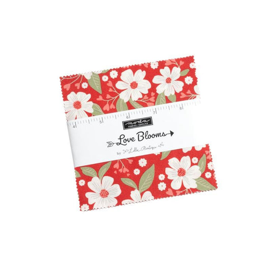 Love Blooms Charm Pack, Moda 5220PP, 5" Precut Valentine's Day Fabric Squares, Lella Boutique