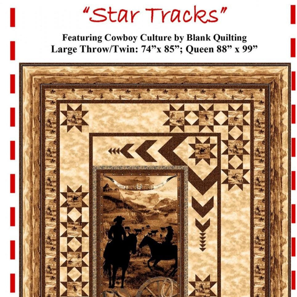 Star Tracks Panel Frame Quilt Pattern, The Fabric Addict FAST24, Yardage Panel Friendly, Star Panel Frame Throw Quilt Pattern, Karen Bialik